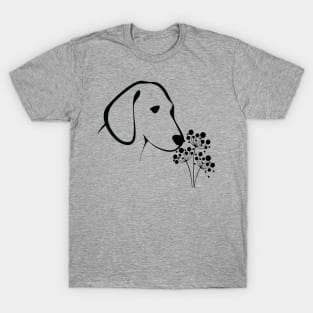 Dog Playing with Flowers T-Shirt